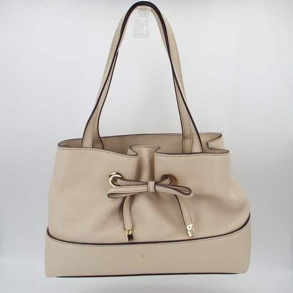Kate Spade West Valley Maryanne Tie Front Cream Pebbled Leather Handbag - Picture 2 of 14